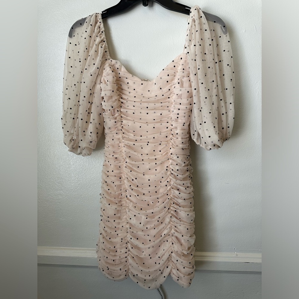 Zara cream tulle polka dot mini Size S